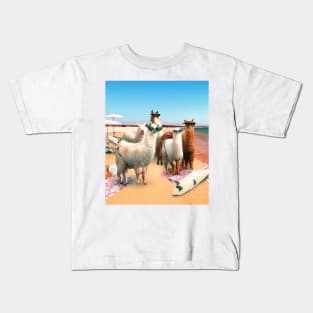 Funny Llama Beach Kids T-Shirt